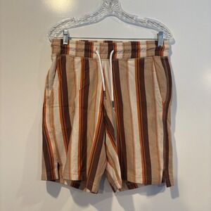 Free Planet Striped Sweat Shorts Men's Small NYC to Malibu Drawstring Casual